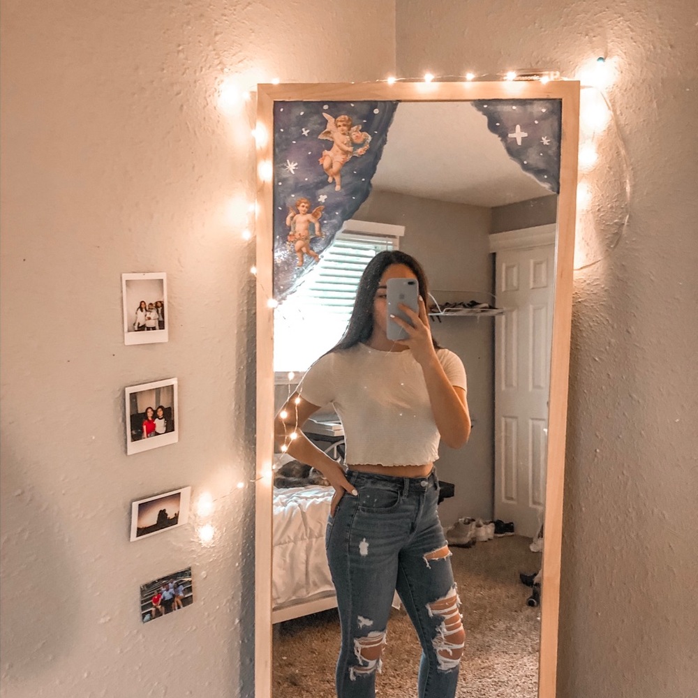 ✰pacsun basics yellow striped lettuce crop top ✰